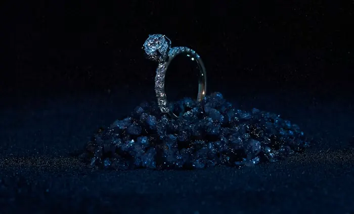 Blue ring in a close-up composition