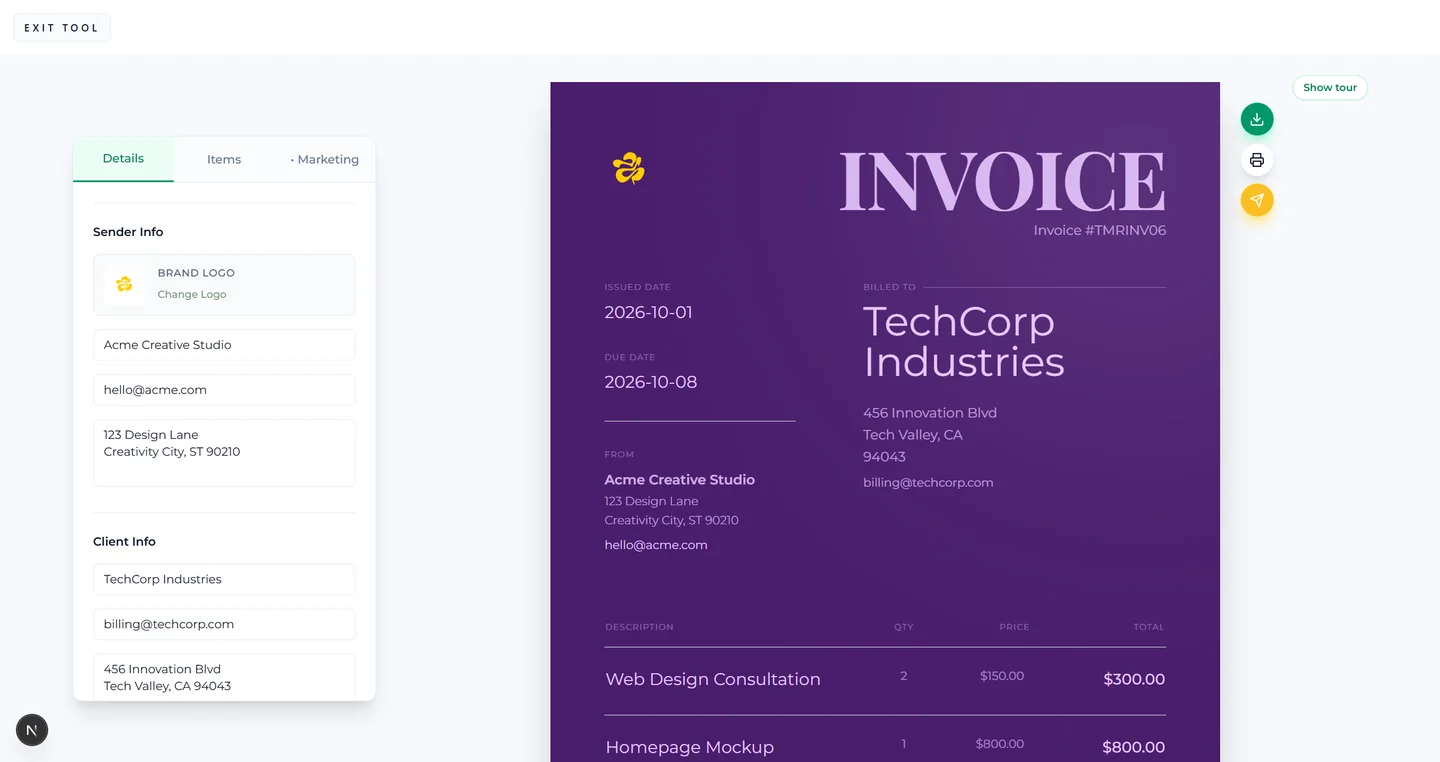 Smart Invoice product interface